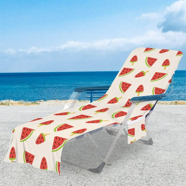 LSLJS Beach Chair Cover with Side Pockets, Microfiber Chaise Lounge Chair Towel Cover for Sun Lounger Pool Sunbathing Garden Beach Hotel, Easy To Carry Around
