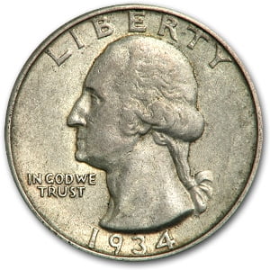 1934 Washington Quarter XF