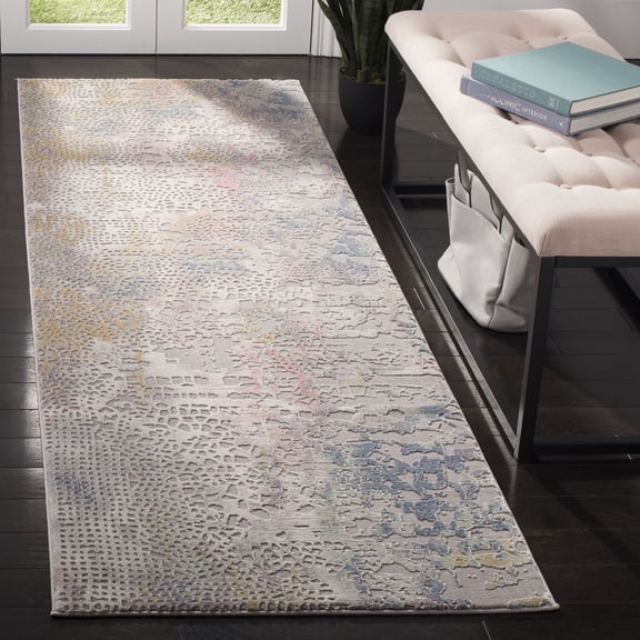 SAFAVIEH Meadow Rebeca Abstract Runner Rug, Grey/Gold, 2'7" x 8'