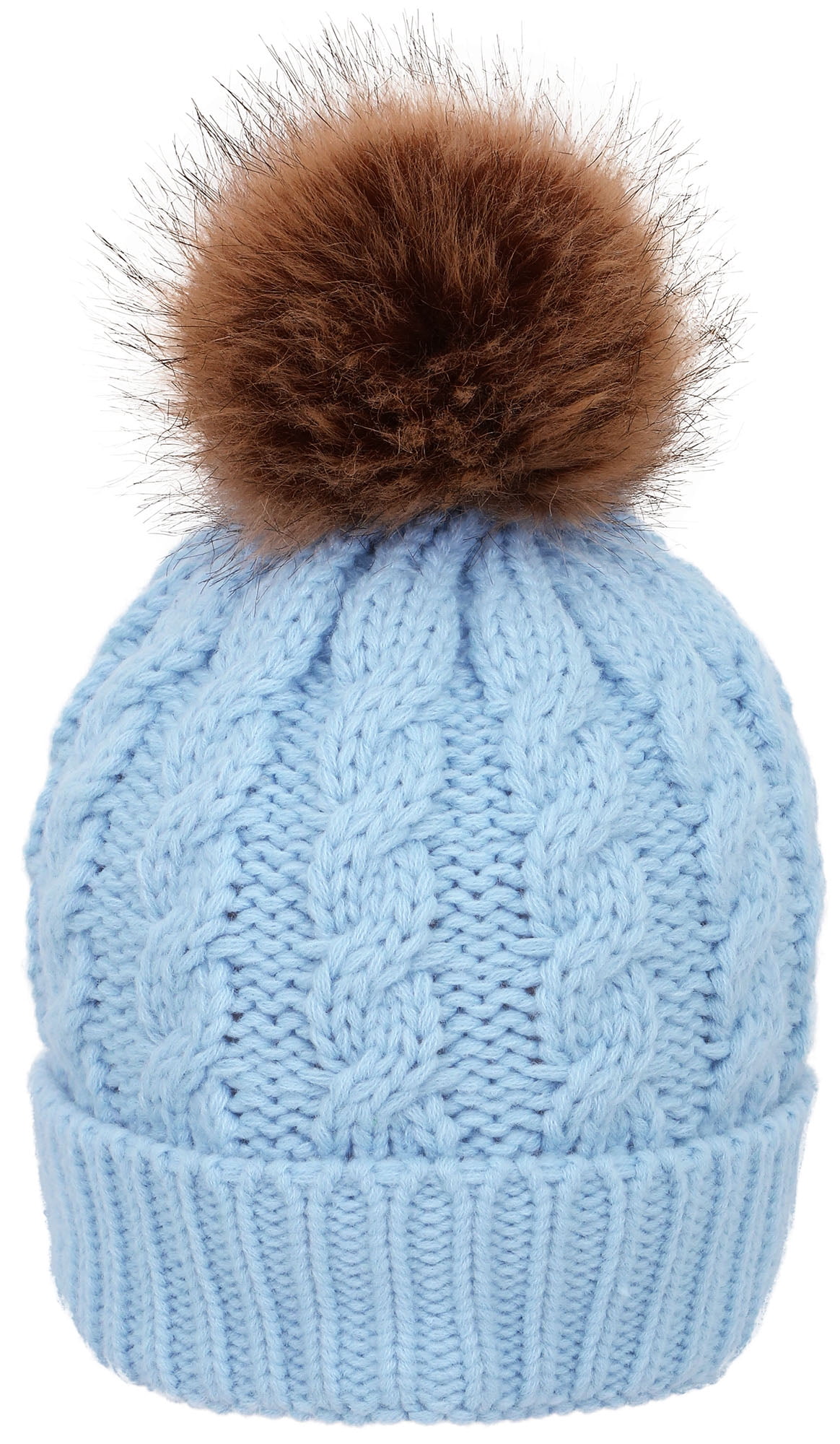 Men \u0026 Women's Winter Knit Faux Fur Pom 