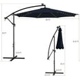 thumbnail image 2 of PetFurnishn 10FT Offset Patio Umbrella with Solar Lights, Cantilever Umbrella with Tilt Design, Crank Handle, Cross Base Stand-Navy, 2 of 10