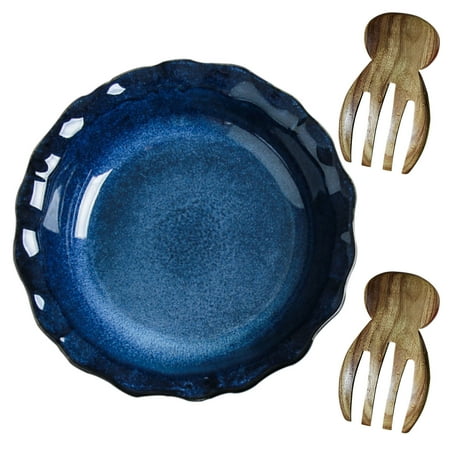 

Qeeadeea Salad Bowl And Servers Set Colorful Large Pasta Bowls Salad Bowls Large Serving Ceramic Soup Bowl- 50oz 1500ml-blue