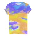 thumbnail image 4 of CHOK Hauts d'Été pour Femmes, T-Shirt Imprimé Teinture sur Nœuds à Col Rond et Manches Courtes, Tunique Décontractée pour Vacances, 4 of 5