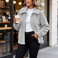 thumbnail image 6 of Womens Winter Warm Coats Full Zip Long Sleeve Double-sided Velvet Short Fleece Jacket Loose Outerwear With Pockets, 6 of 7