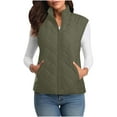 thumbnail image 2 of Royisotas Vests for Women Stand Collar Jacket Quilted Zipper Green Sleeveless Lightweight Womens Jackets, 2 of 9