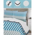 thumbnail image 4 of Quilts Queen Size, Colorful Stripe Soft Comforter Bedding Set for Bed, Modern Teal Blue Green Vertical Striped Lightweight Quilted Bedspread with Pillow Cover(2 Pieces) for All Season, 90x96 Inch, 4 of 6