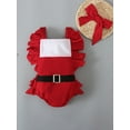 thumbnail image 2 of Qiylii Baby Girls Christmas Color Block Square Collar Fly Sleeve Bodysuit+Headband, 2 of 8