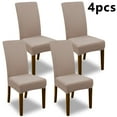 thumbnail image 2 of 4 Pcs Dining Chair Slipcover,High Stretch  Chair Covers （Light Gray） Removable Washable Dining Room Chair Seat Protector Cover for Home Party Hotel Wedding Ceremony, 2 of 8