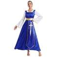 thumbnail image 1 of Kaerm Robe Tunique de Danse pour Femmes avec Manches Longues Bleu&Blanc G, 1 of 7