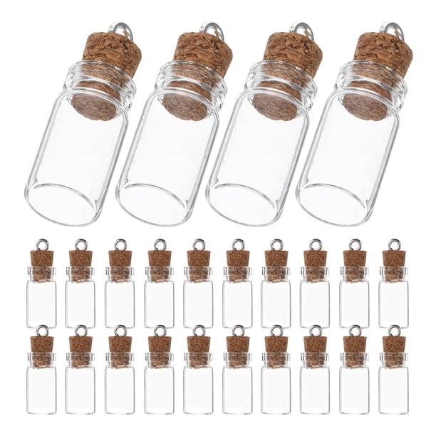 EeaseMX 50 frascos pequeños de vidrio transparente de 1,5 ml, ideales para crear recuerdos de boda, mensajes y fiestas con tapones de corcho.