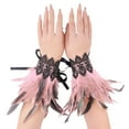 thumbnail image 1 of TIEVOSA Gothic Style Lace Feather Arm Warmers for Accessories and Jewelry（Pink）, 1 of 1