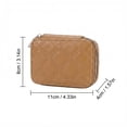 thumbnail image 2 of Portable Leather Travel Makeup Bag with Mirror Quilted Small Jewelry Organizer Case Lipstick Pouch Cosmetic Storage Bag for Purse Brown, 2 of 5
