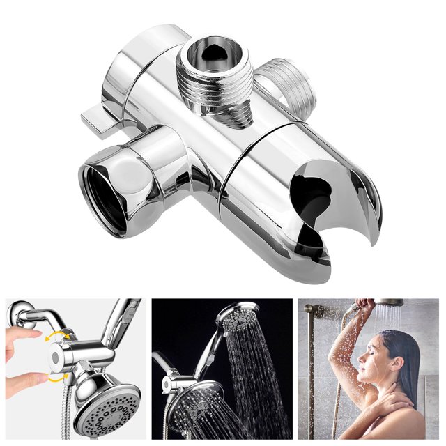 3-Way Shower Head Diverter, EEEkit G1/2 Shower Arm Diverter Valve with Adjustable Handshower Mount for Hand Held Showerhead, Shower Arm Mounted Valve Fix Bracket Bathroom, Hardware Accessory