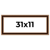 31x11 Frame Gold Brown Plein Air Vintage Solid Wood Picture Frame | 1.75 Inches Moulding Width |