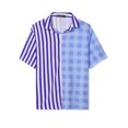 thumbnail image 5 of MODA NOVA Big & Tall Men's Striped Printed Plaid Shirt Short Sleeve Purple Black LT, 5 of 5