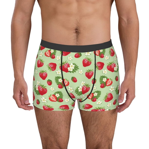 Fotbe Strawberry Floral Calzoncillos Tipo Boxer con Bolsa de Soporte Total para Hombre, X-Temp Fresco, Transpirable y de Secado Rápido-Large