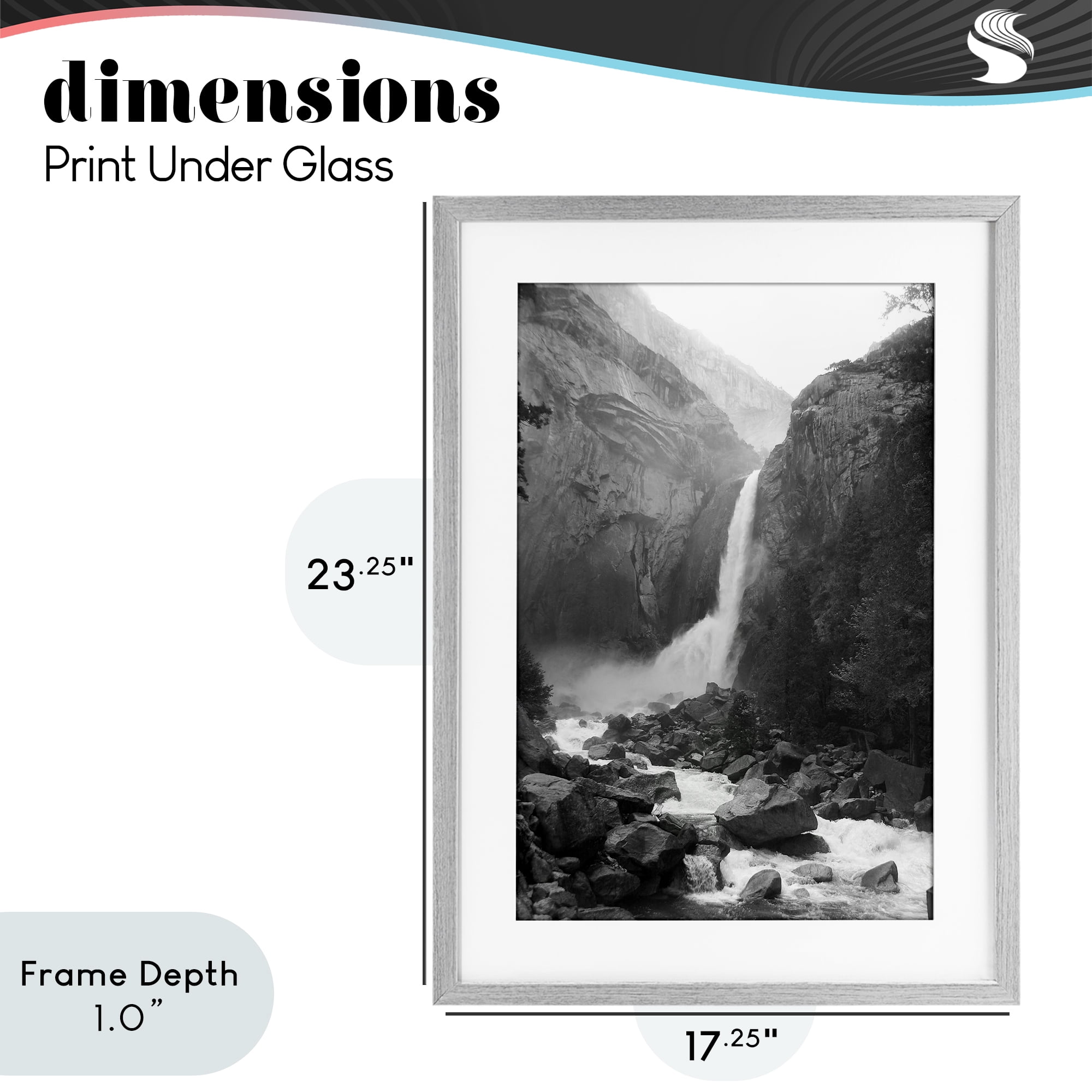 Stupell Industries Rocky Yosemite Falls Gray Framed Print Under Glass, design by Kim Curinga