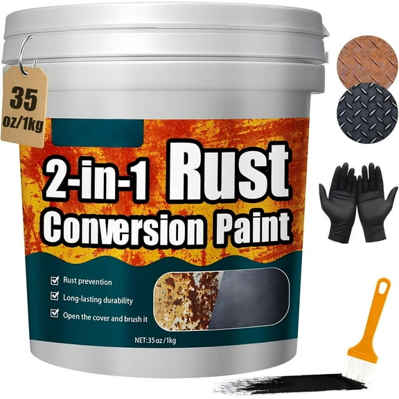 2-in-1 Rust Converter & Metal Primer, Stops Rust,Rust Inhibitor Paint for Metal, Rust Conversion Paint, Heat-Resistant Anti Rust Coating for Car, Marine, Industrial, Chassis, Long-Lasting (35 oz) ﻿