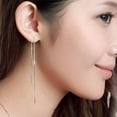 thumbnail image 4 of LAICAIW A Pair 925 Sterling Silver Tassel Threader Drop Earrings Long Chain Ear Line, 4 of 6