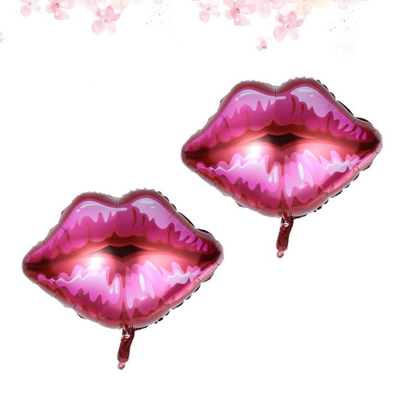 Raindrops Red Aluminum Film Big Lips Balloons for Party Decoration and Reusable 2 Pcs