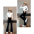 thumbnail image 4 of XXWXYD Teen Girls Wide Leg Flare Bootcu𝗍 Jeans Bell Bottom Stretc𝗁y High Waisted Denim Pants Trendy Cute Slim Fit Vintage 𝖸𝟤𝖪 Trousers Bottoms, 4 of 9