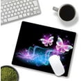 thumbnail image 4 of Mouse Pad, Glowing Night Pink Butterflies Mouse Pad, Mouse Mat Square Waterproof Mouse Pad Non-Slip Rubber Base MousePads for Computer Laptop, 4 of 6