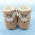 thumbnail image 4 of Povozer Baby Boys Girls Cozy Fleece Booties with Grippers Slipper Socks Toddler Crib Winter Shoes for Boys Girls(Khaki,12-18 Months), 4 of 5