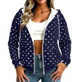 thumbnail image 2 of IUYRTFE Women's Polka Dot Zip Up Hoodie with Pockets Drawstring Long Sleeve Casual Jacket, 2 of 9