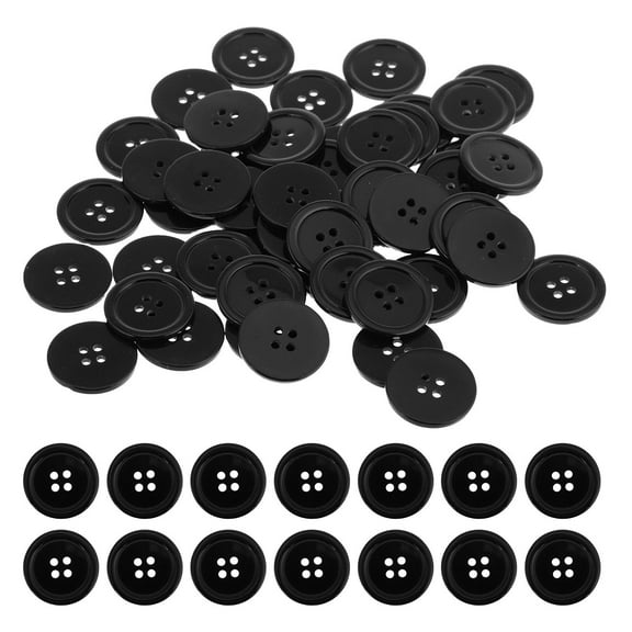 SOPOTUTU 50Pcs Black Resin Buttons Round 4 Holes for Sewing Jackets Sweaters Craft