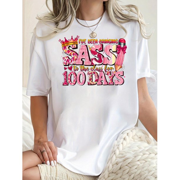 Camiseta De Manga Corta Con Cuello Redondo Para Mujer, Camisetas De Verano Para Uso Diario Y ViajesChic Pink Geometric Print Women's T-Shirt - Casual Crew Neck, Short Sleeve, Stretchy Polyester Blen