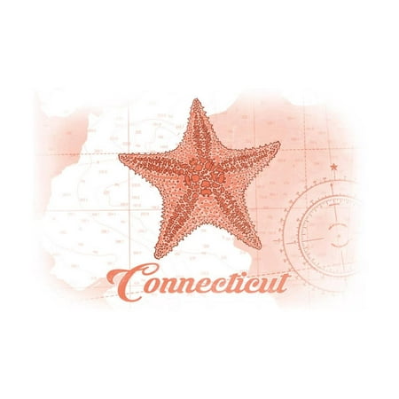 Connecticut - Starfish - Coral - Coastal Icon Print Wall Art By Lantern