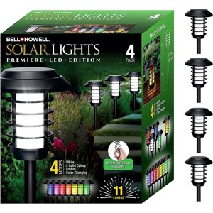 Bell + Howell Smart Solar Pathway Lights, 4-Pack, Color Changing