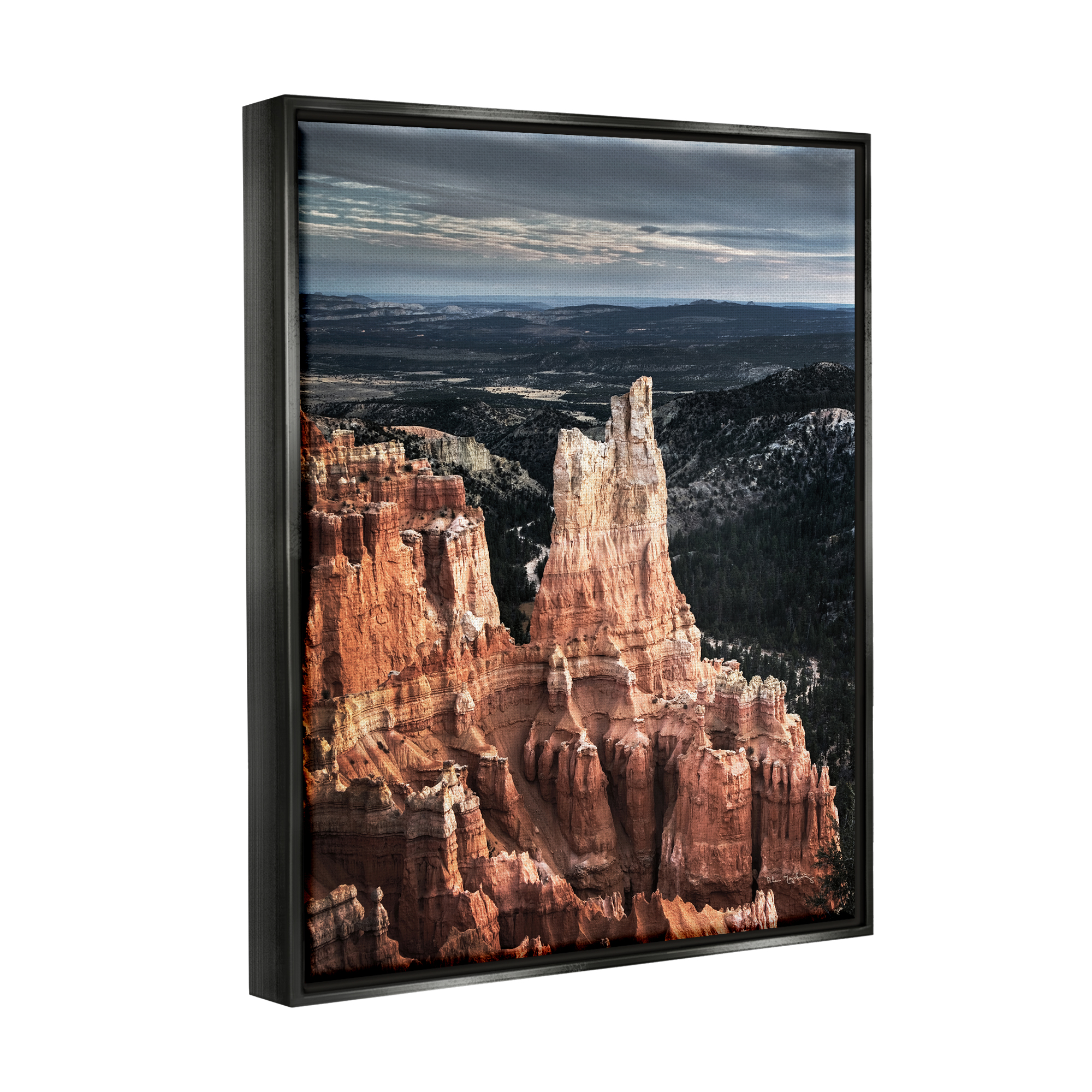 Stupell Industries Canyon Butte Photography Landscape Photography Black Floater Framed Canvas Art Print Wall Art, 17 x 21