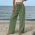 thumbnail image 6 of Nhthy Women's Summer Casual Straight Leg Long Pants, Solid Loose Fit Breathable Full Length Trousers for Everyday Outfits Army Green S, 6 of 9