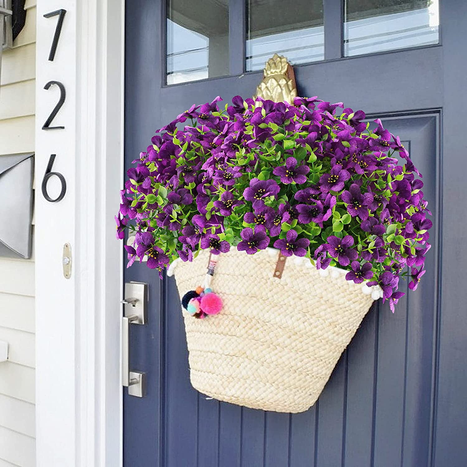 Sinhoon 6 Bundles Artificial Flowers UV Resistant Outdoor Flowers Garden Window Box Porch Home Decor (Purple)