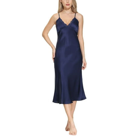 

Oscar Rossa Women s Long Silk Nightgown 100% Silk Full Slip Chemise with Charming Lace