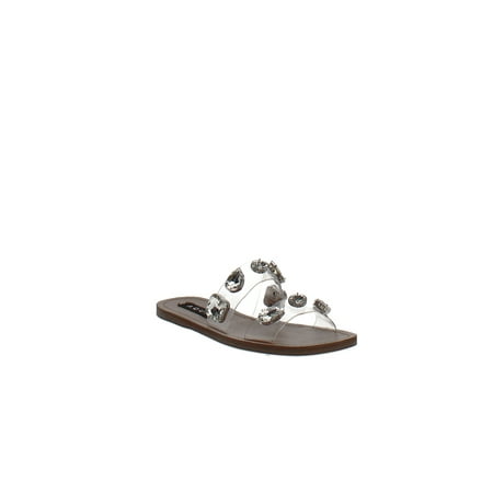

Aqua Women s Daze Rhinestone-Strap Slide Sandals Clear/Silver 6.5M