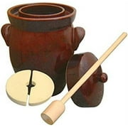 7L (1.9 Gal) K&K Keramik German Made Fermenting Crock Pot, QINBI F2, Plus Beech Wood Tamper