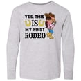 thumbnail image 3 of Inktastic Yes, this IS my First Rodeo- cowgirl in hat and boots Long Sleeve Youth T-Shirt, 3 of 5