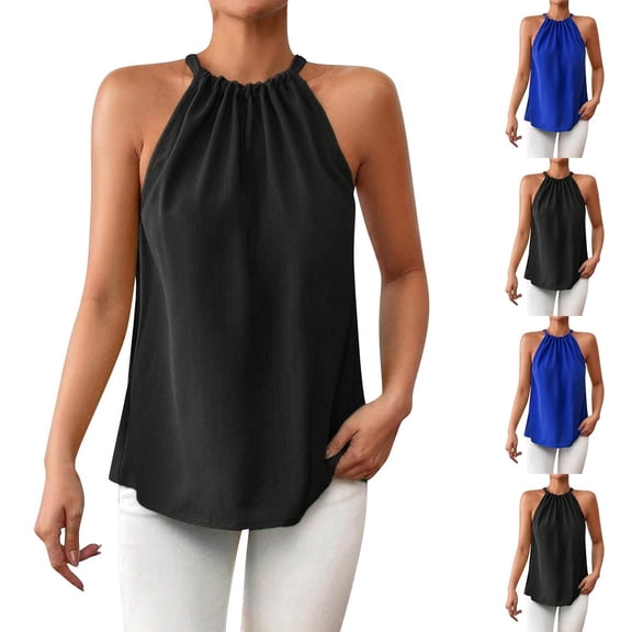 Bixock Tank Tops for Womens Sleeveless Blouse Casual Shirt Basic Top Crew Neck Solid Color Loose Daily Outdoor Daily Wear Top Beach Vacation Summer Clothes