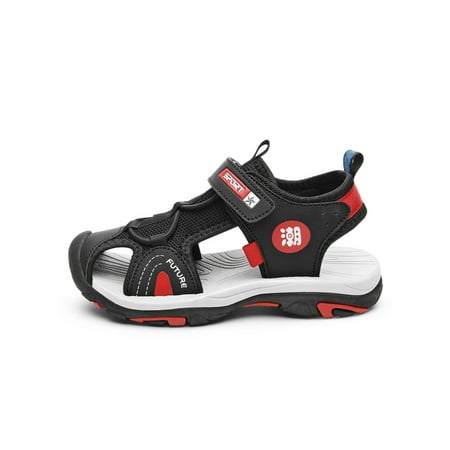

SIMANLAN Kids Beach Shoes Sport Sandal Fisherman Sandals Boys Comfort Children Closed Toe Black Red 2Y