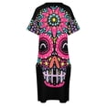 thumbnail image 4 of Vestido largo holgado de calavera de azúcar para mujer ropa Kawaii con bolsillos verano, 4 of 6