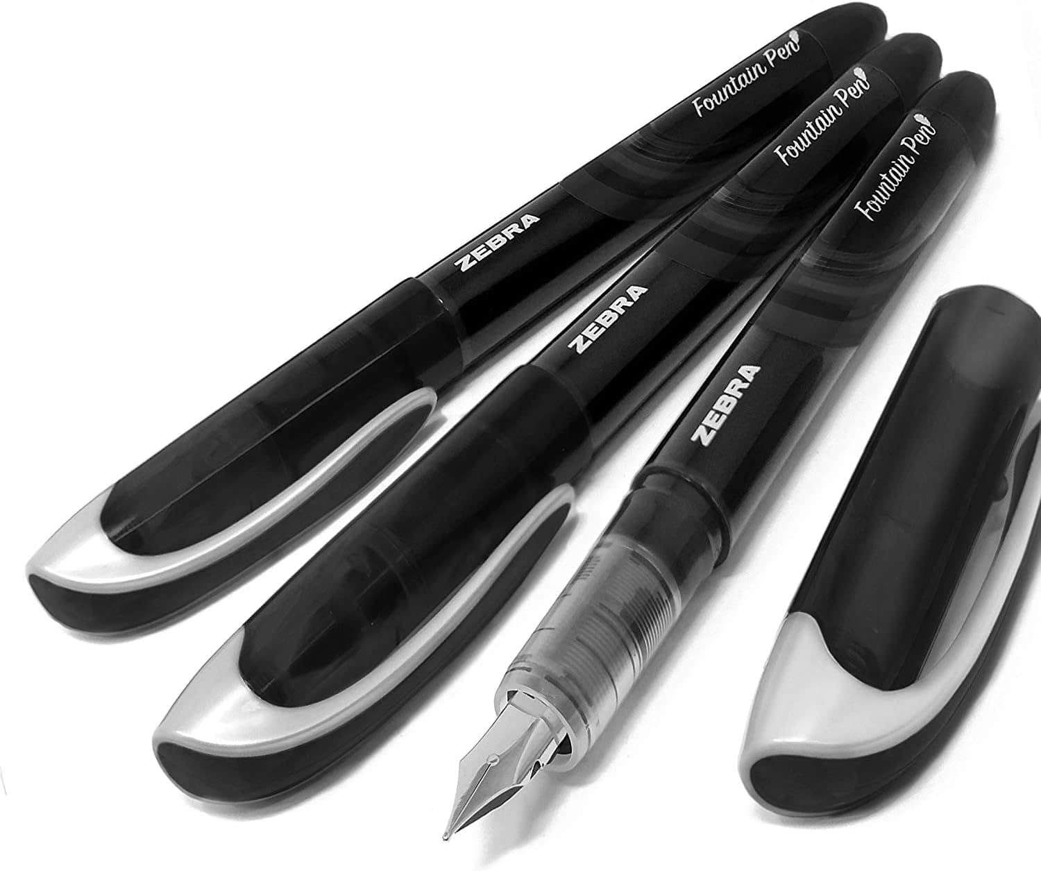 Zebra Fuente - Penna stilografica usa e getta, nero, verde, azzurro, blu, viola, rosa e rosso, confezione da 14