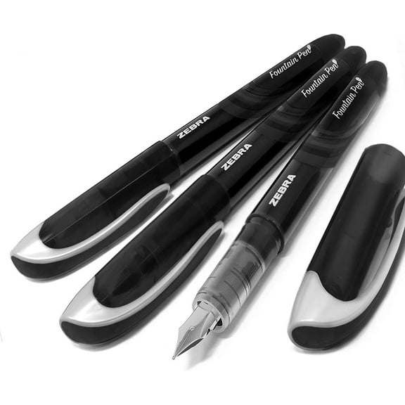 Zebra Fuente - Disposable Fountain Pen - Black Ink - Pack of 3