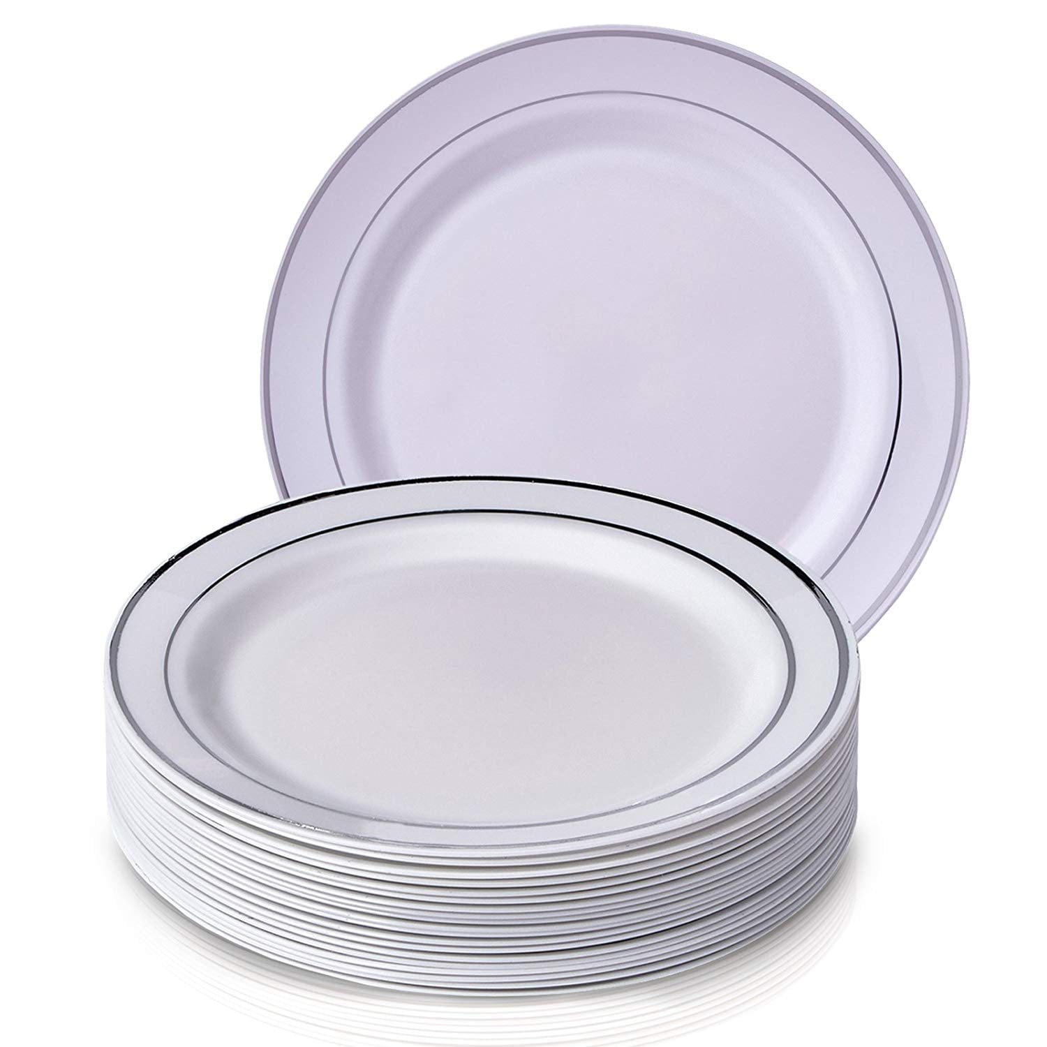 DISPOSABLE DINNERWARE SET, 20 Dinner Plates Silver Glare 10.25