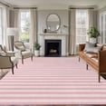 thumbnail image 2 of Pink Striped Large Area Rugs for Bedroom Living Room, Soft Non Slip Carpet Bedside Rug, Modern Simple Farmhouse Beige Vintage Rectangular Floor Cover Kitchen Accent Rug 8'x10' for Dining Room/Office, 2 of 9