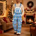 thumbnail image 2 of IWRICH Christmas Overalls for Men Xmas Santa Plush Jumpsuit with Pockets Adjustable Straps Straight Leg Festive Workwear Blue XXL, 2 of 6