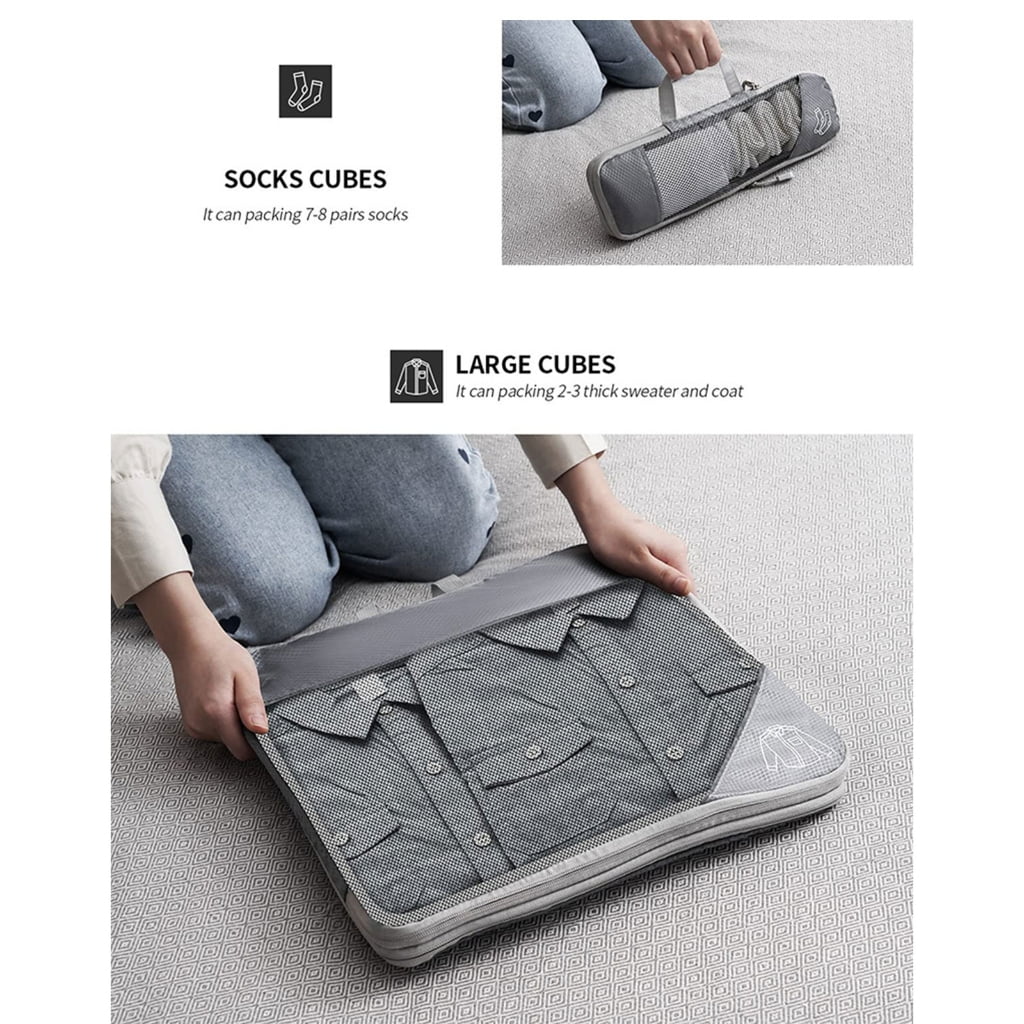 Compressed Packing Cubes Travel Storage Bag Set Mesh Visual Luggage Organizer Portable Lightweight Suitcase Pouch