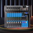 thumbnail image 4 of 8 Channel Mixing Console Audio Mixer Bluetooth USB Audio Interface 48V Phantom Power Mixer Use for Stereo DJ Studio PC Recording Singing Webcast Party (8 Channel Mixer), 4 of 10