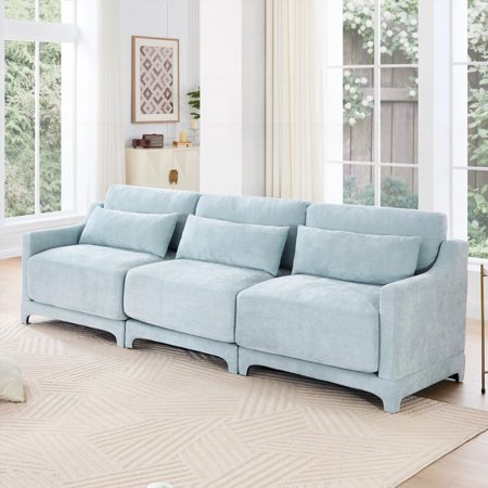 Three-Seater Sofa with Lumbar Pillow - Chenille, Ergonomic, Easy Install